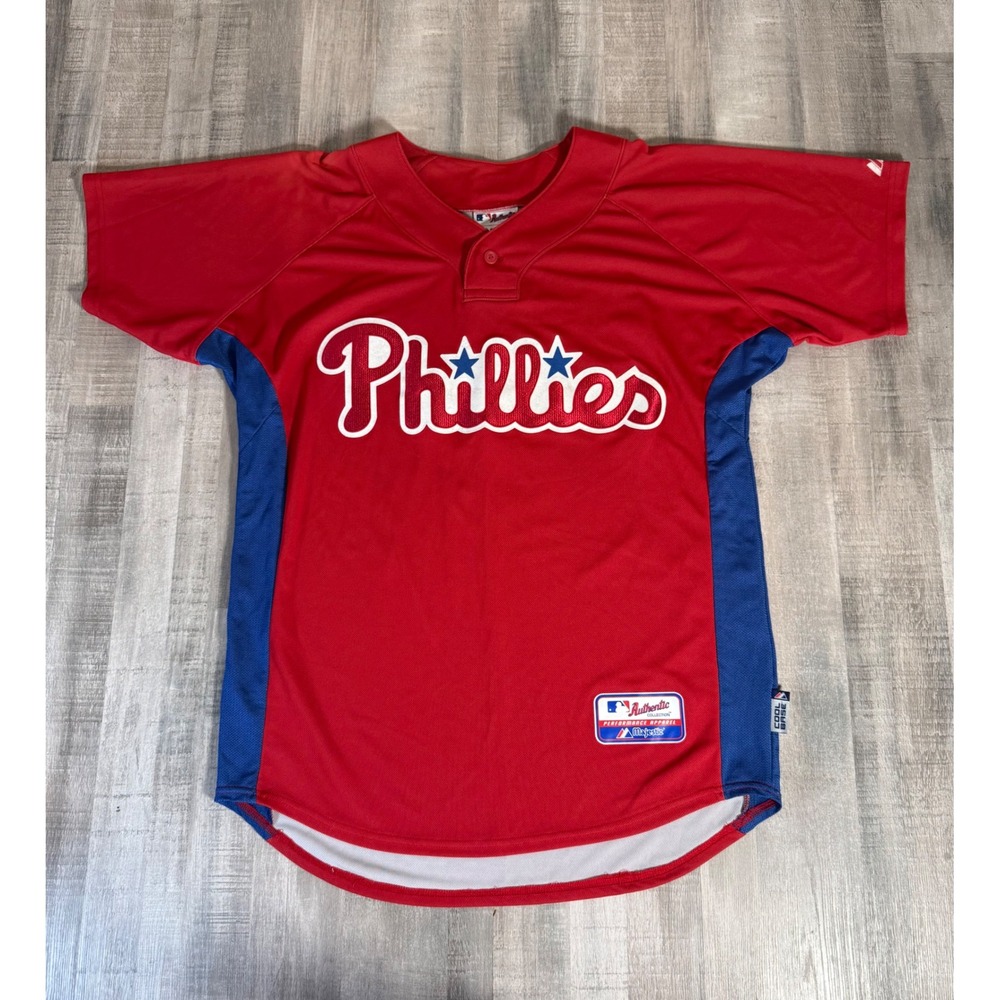 Majestic Philadelphia Phillies Ryan Howard Jersey Mens XL Red Blue Cool Base MLB